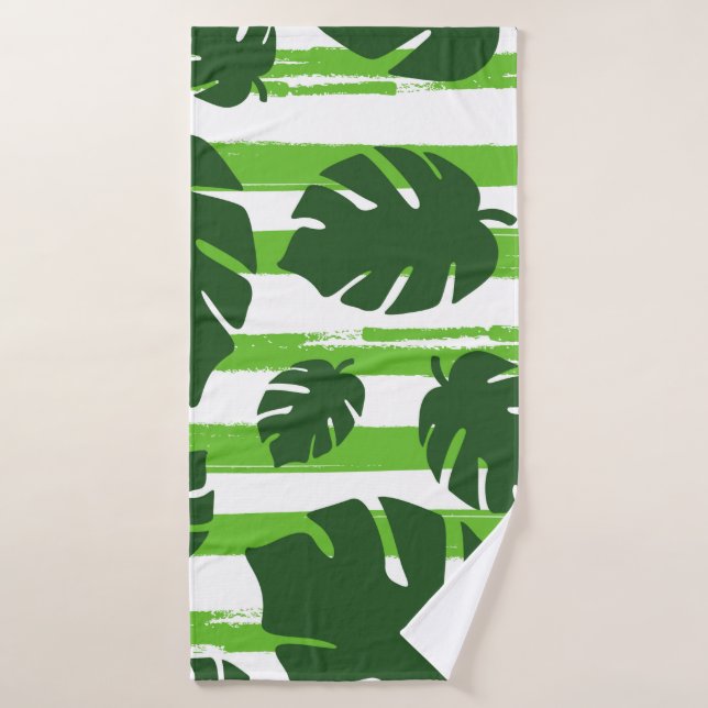Print summer exotic jungle plant tropical palm lea (Toalla de baño)