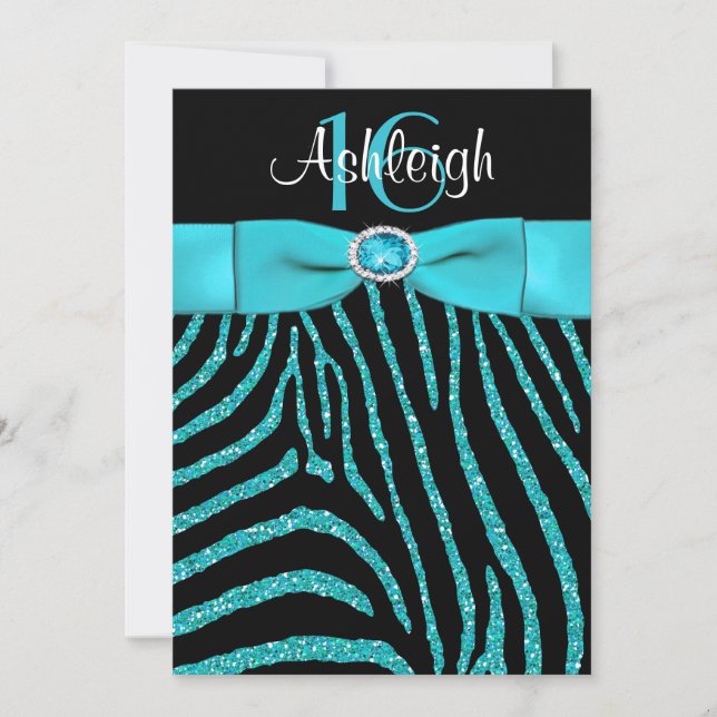PRINTED RIBBON Zebra 16th Birthday Invitación (Anverso)