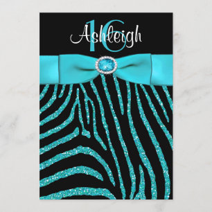 PRINTED RIBBON Zebra 16th Birthday Invitación