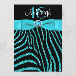 PRINTED RIBBON Zebra 16th Birthday Invitación