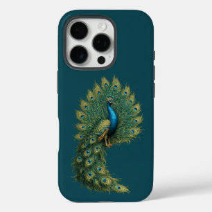 Pro Funda de arte de pavo real elegante para iPhone 16
