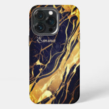 Funda de oro y negro con monograma para iphone 13