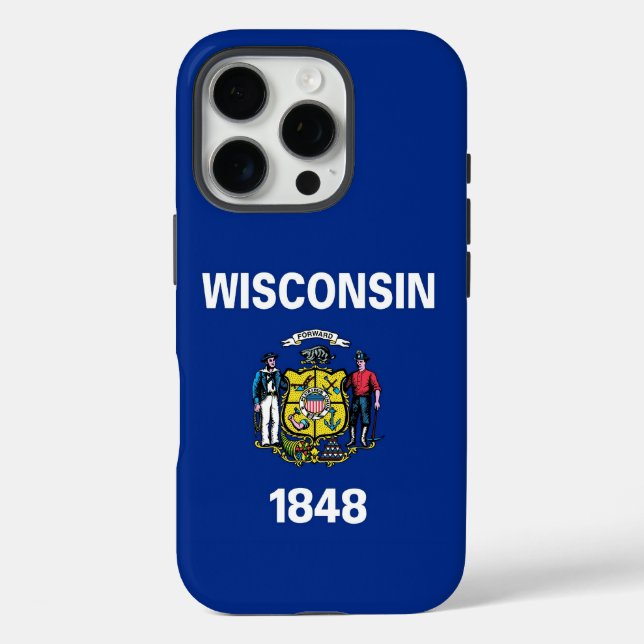 Pro Funda para Apple iPhone 16 Pro, bandera de Wiscons (Reverso )