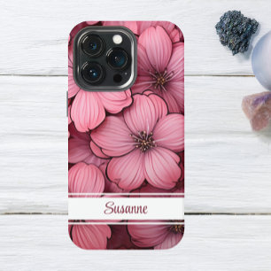 Pro Funda para iPhone 13 floral de flor de cerezo rosa