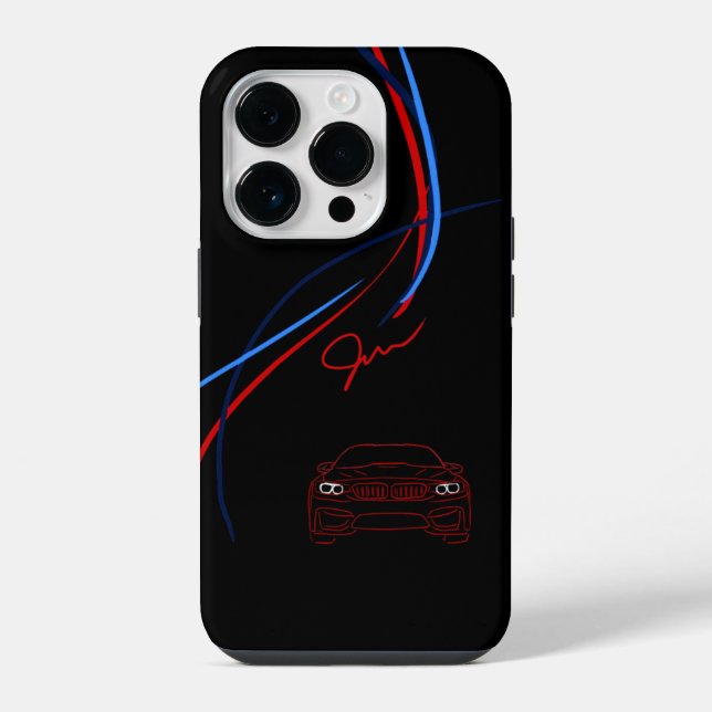Pro Funda para iPhone 14 con rayas de BMW M4 (Reverso )