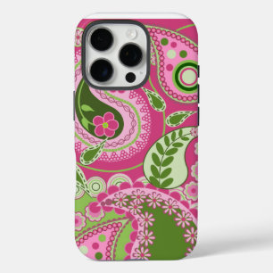 Pro Funda para iPhone Paisley rosa y verde 16