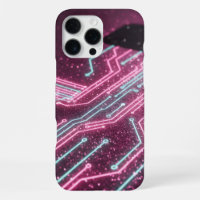 Funda para iPhone 16 con brillo rosa futurista y c