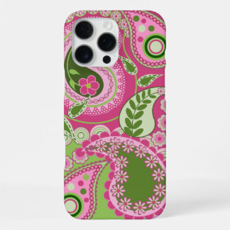 Pro Max Funda para iPhone Paisley rosa y verde 16