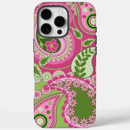 Pro Max Funda para iPhone Paisley rosa y verde 16