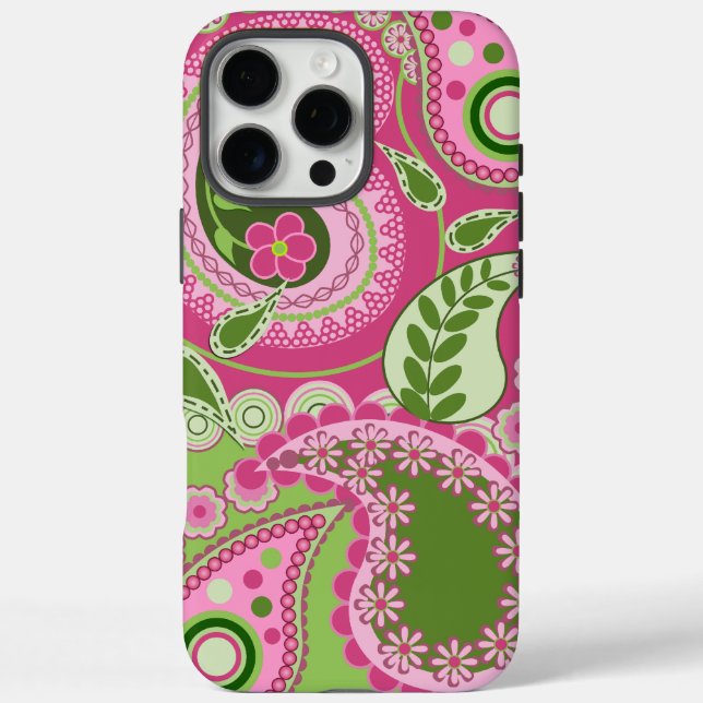 Pro Max Funda para iPhone Paisley rosa y verde 16 (Reverso)