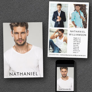 Pro Model Actor 4 Fotos Tarjeta Comp Moderna