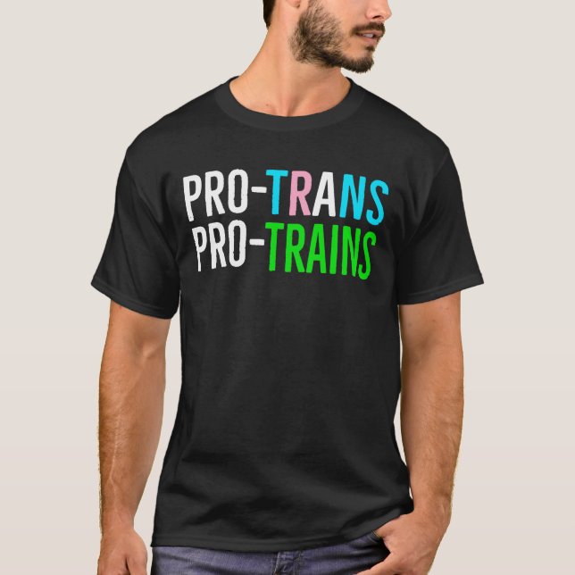 Pro Trans Pro Trenes | Camiseta de Railfan LGBTQ+  (Anverso)
