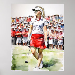 Pro Woman Golfer - Impresión de arte de golf