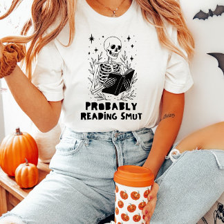 Probablemente Leyendo Camiseta Esquelética de Libr