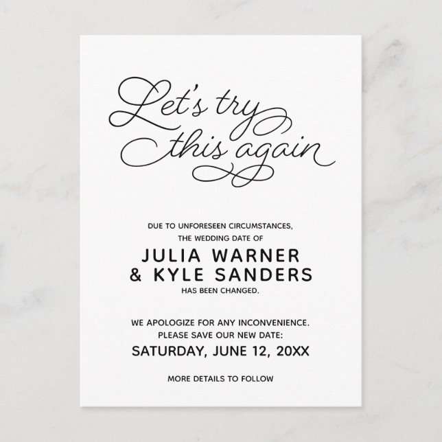 Probemos esta postal pospuesta Boda (Anverso)