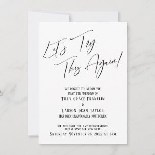Probemos esta tarjeta Boda posponeada simple de nu