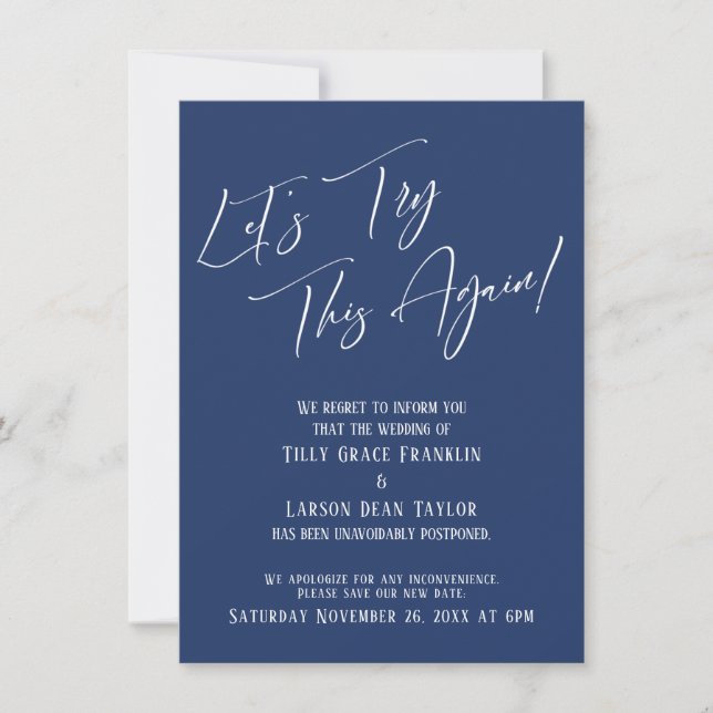 Probemos esta tarjeta Boda pospuesta por la marina (Anverso)