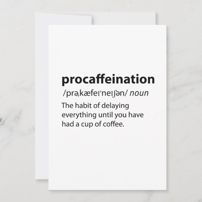 Procaffeination Funny Dictionary Definition (Anverso)