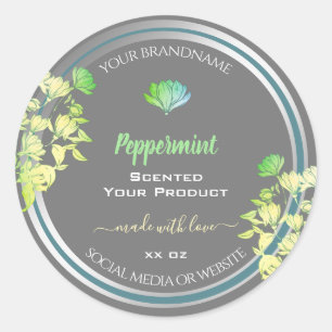 Producto Gris Floral Etiquetas de embalaje Efecto