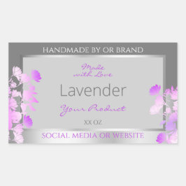 Producto morado Floral Etiquetas de envasado Plata