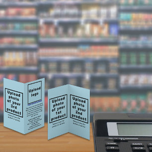 Productos de negocios con tarjeta plegada azul lig