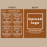 Productos o servicios de negocios en Brown Flyer<br><div class="desc">Volante que usted puede personalizar para poner su marca comercial, productos o servicios y otra información de su negocio. Puedes poner hasta 4 productos o servicios. Personalizar y dáselo a sus clientes o clientes para que anuncien su marca y promuevan sus productos o servicios. material de marketing de personalizable que...</div>