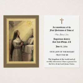 PROFESIÓN NUN CATÓLICA DE LA TARJETA SANTA DE VOWS