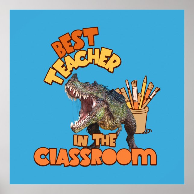 Profesor de Arte de Dinosaurio Divertido Aula Crea (Frente)
