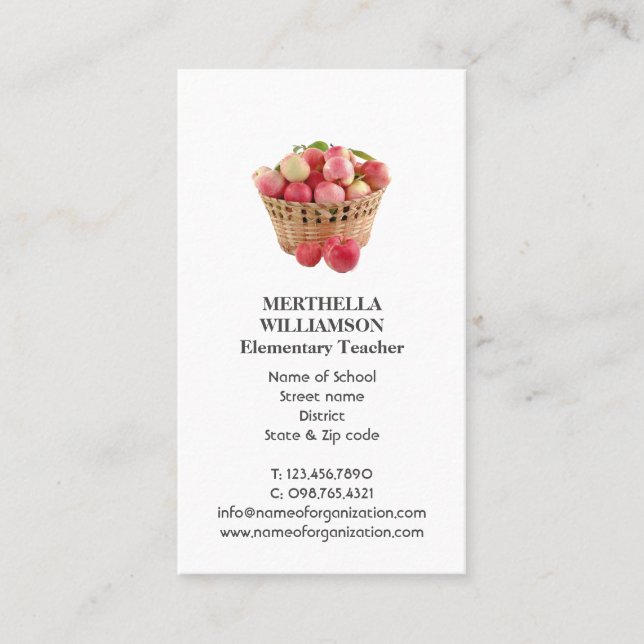 PROFESOR | Manzanas | Tarjeta de visita fotográfic (Anverso)