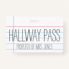 Profesora de aula escolar - Tarjeta Hallway Pass