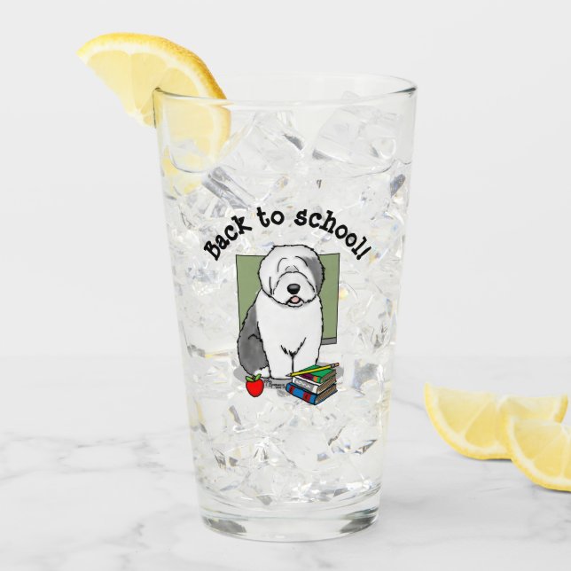 Profesora de escuela perro pastor de inglés viejo  (Anverso (hielo))