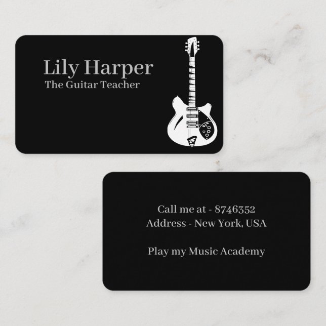 Profesora de guitarra de tarjetas de presentación  (Anverso / Reverso)