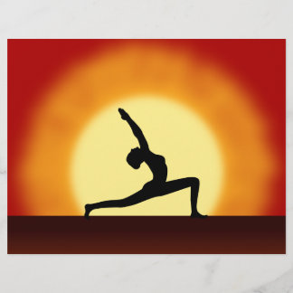 Profesora de yoga Sunrise Posando Silhouette Flyer