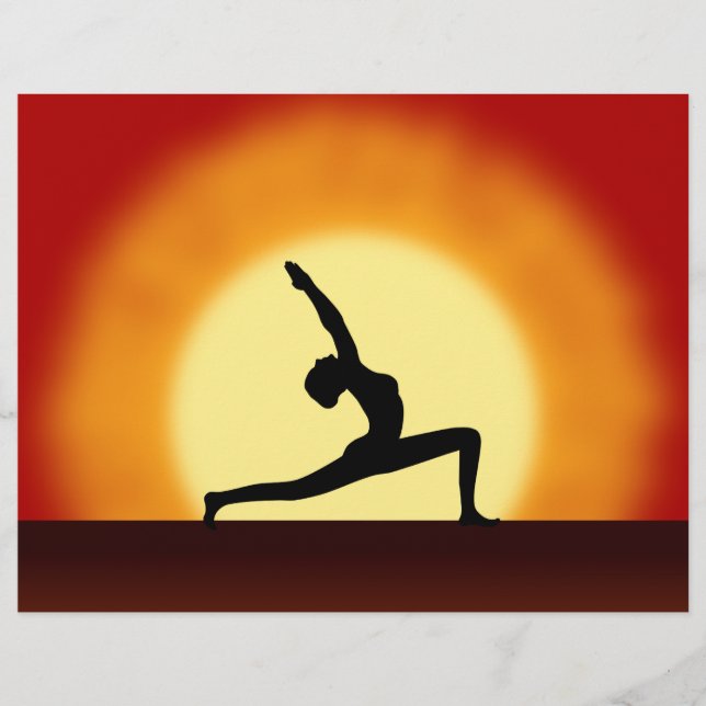 Profesora de yoga Sunrise Posando Silhouette Flyer (Frente)