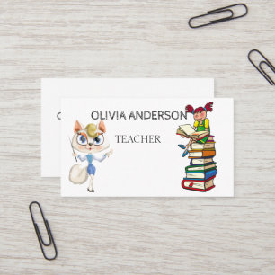 Profesora   Tarjetas de visita blanca Tutor