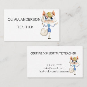 Profesora Tarjetas de visita blanca Tutor