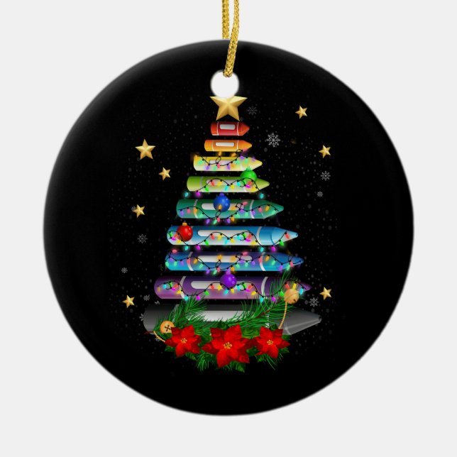 Profesores Navidades Crayon Tree Light Decoración  (Frente)
