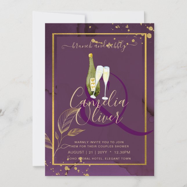 PROFUNDO PURPLE GOLD DEJA Invitación a la boda (Anverso)