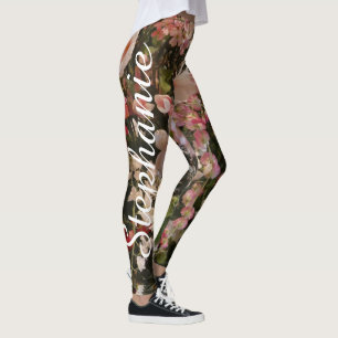 Profusión de flores Moda Yoga Leggings con nombre