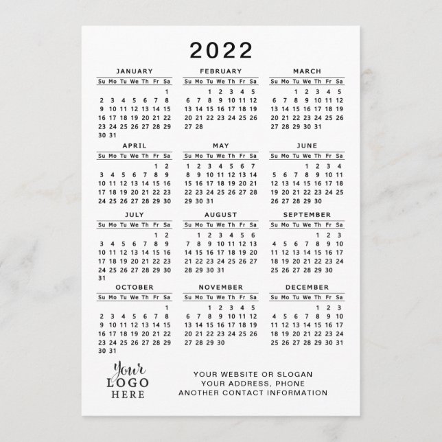 Programa 2022 Calendario Año completo Blanco Negro Simple M (Anverso)