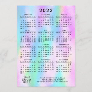 Programa 2022 Calendario Año completo Faux Holographic