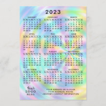 2023 Calendario Año completo Faux Holographic