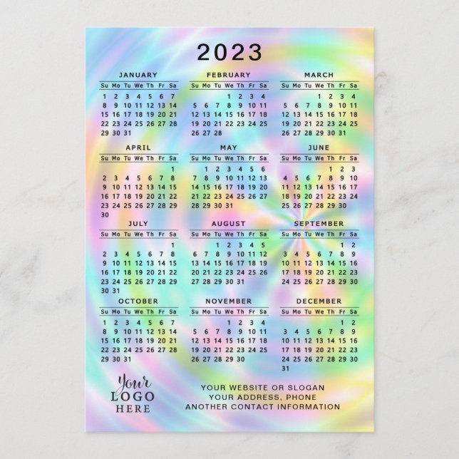 Programa 2023 Calendario Año completo Faux Holographic (Anverso)
