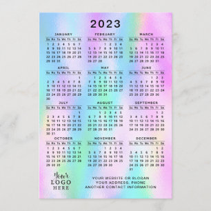 Programa 2023 Calendario Año completo Faux Holographic Ombr