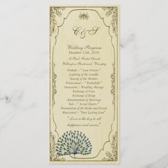 Programa 25 Vintage Peacock Wedding (Anverso)