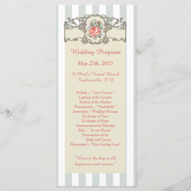 Programa 25 Vintage Rosa Antiguo Wedding (Anverso)