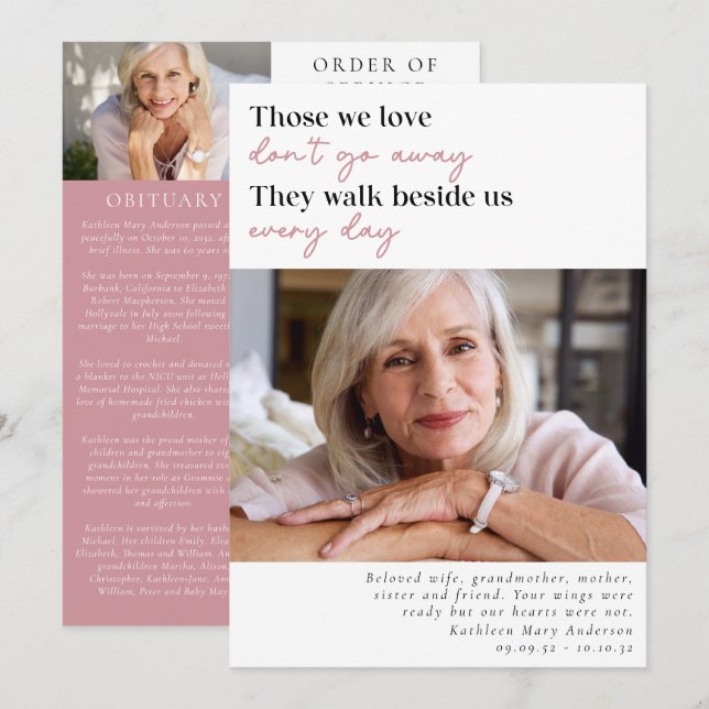 Programa A los que amamos no se vayan foto orden de servici (Anverso / Reverso)