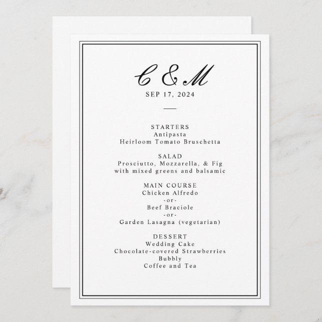 Programa Absoluta Boda Clásica Script Negro y Blanco (Anverso / Reverso)