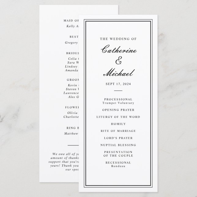 Programa Absolutamente clásico guión Boda en blanco y negro (Anverso / Reverso)