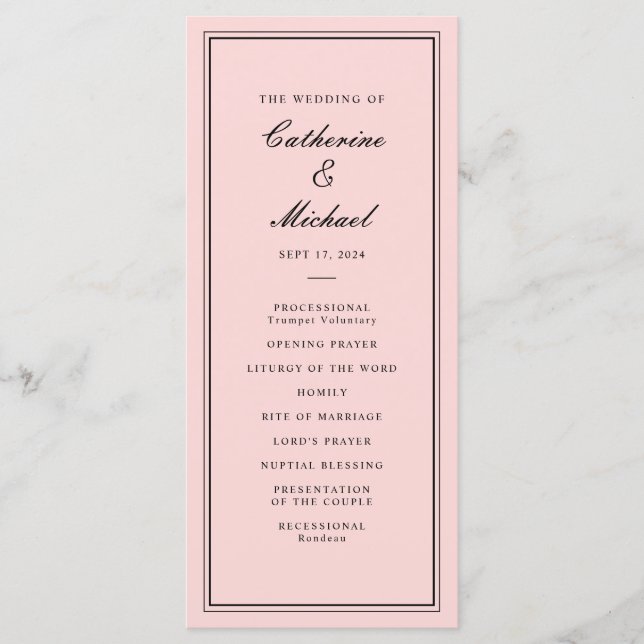 Programa Absoluto Clásico Boda Rosa y Negro Script (Anverso)